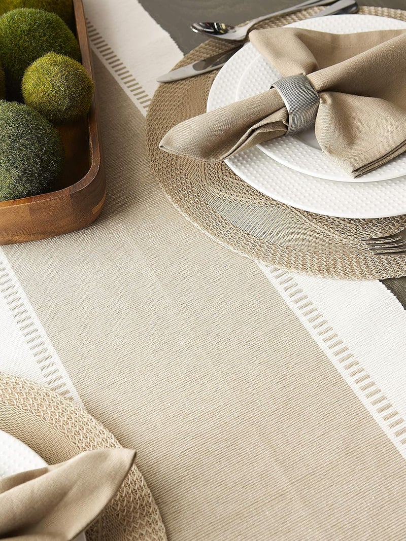 DII Dobby Stripe Woven Table Runner, 13x108 (13x113.5, Fringe Included), Stone - Image 5