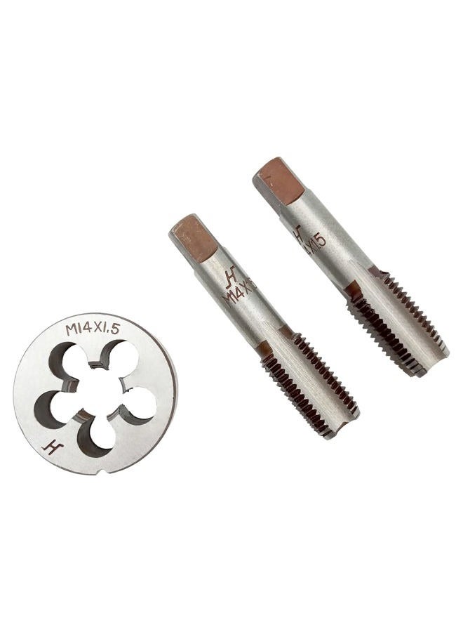 Acdeyaca Metric Hand Tap and Die Set, M14 x 1.5 Thread Tap and Round Die, 2 Right Hand Straight Taps & 1 Die (M14X1.5) - Image 4