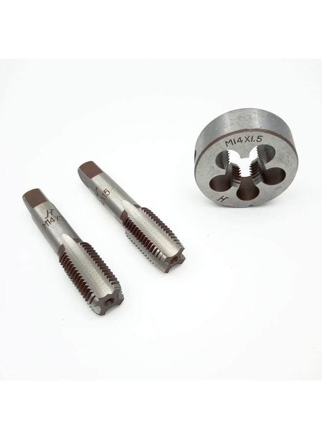 Acdeyaca Metric Hand Tap and Die Set, M14 x 1.5 Thread Tap and Round Die, 2 Right Hand Straight Taps & 1 Die (M14X1.5) - Image 2