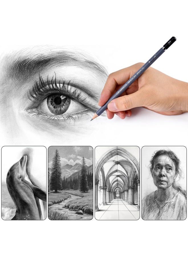 Brusarth Professional Sketch Pencils for Drawing Set - Graphite Pencils (4H-10B), Graphite Sticks, Erasers and Sharpener, Art Pencils for Sketching- Ideal for Artists and Beginners,17Pcs - Image 5