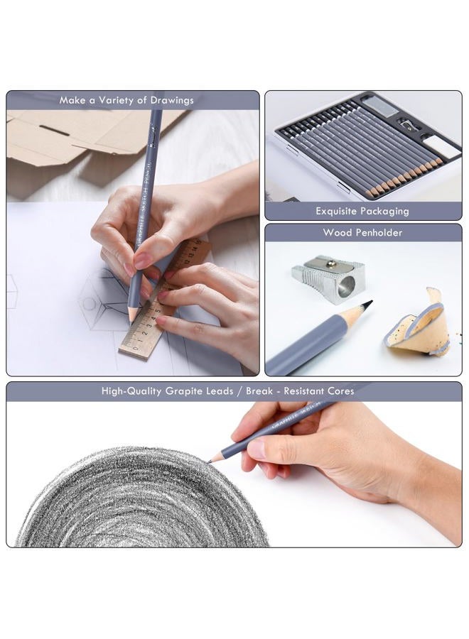 Brusarth Professional Sketch Pencils for Drawing Set - Graphite Pencils (4H-10B), Graphite Sticks, Erasers and Sharpener, Art Pencils for Sketching- Ideal for Artists and Beginners,17Pcs - Image 4