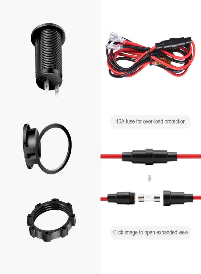 ZHSMS Cigarette Lighter Socket Car Marine Motorcycle ATV RV Lighter Socket Power Outlet Socket Receptacle 12V Waterproof Plug by - Image 2