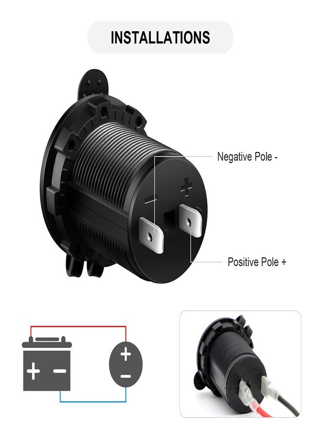 ZHSMS Cigarette Lighter Socket Car Marine Motorcycle ATV RV Lighter Socket Power Outlet Socket Receptacle 12V Waterproof Plug by - Image 4