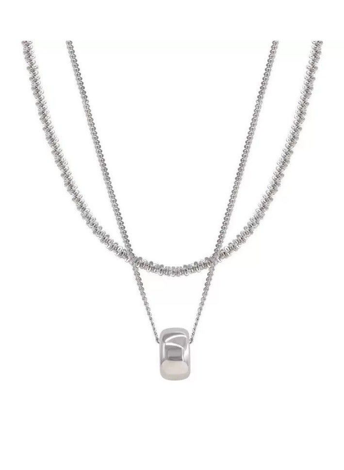 Goolsky Double-Layer Circle Pendant Sweater Chain for Women – Trendy Sweet-Cool Layered Necklace, Fall Winter Long Pendant for Hoodies & Knitwear  - Image 1