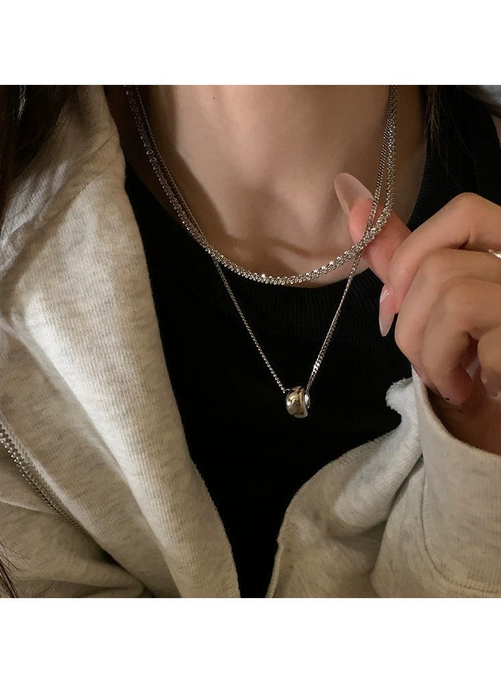 Goolsky Double-Layer Circle Pendant Sweater Chain for Women – Trendy Sweet-Cool Layered Necklace, Fall Winter Long Pendant for Hoodies & Knitwear  - Image 4