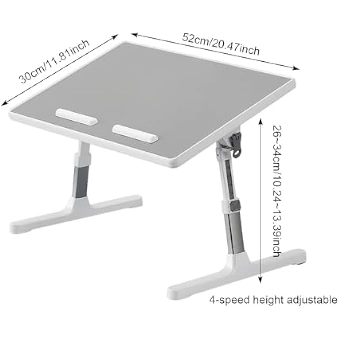 rayihni LAPTOP BED TABLE, FOLDING BED TABLE, HEIGHT AND ANGLE ADJUSTABLE, READING AND LAPTOP STAND, FOLDABLE LAPDESK, TABLE FOR BED/SOFA/FLOOR (GREY, 52 X 30 CM) - Image 3