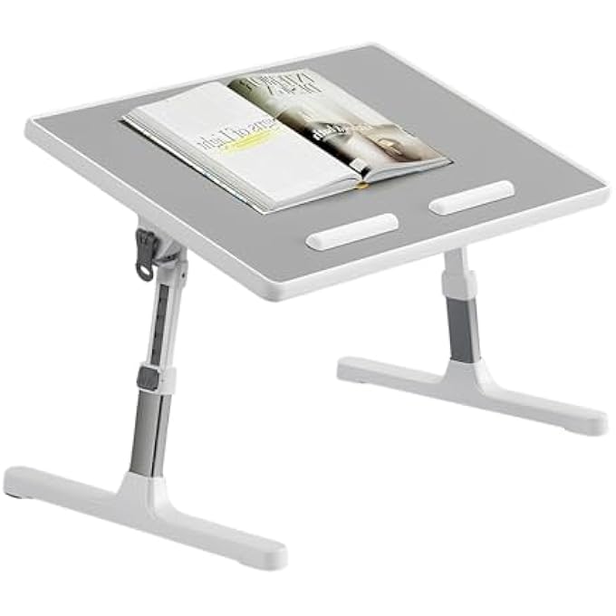 rayihni LAPTOP BED TABLE, FOLDING BED TABLE, HEIGHT AND ANGLE ADJUSTABLE, READING AND LAPTOP STAND, FOLDABLE LAPDESK, TABLE FOR BED/SOFA/FLOOR (GREY, 52 X 30 CM) - Image 1