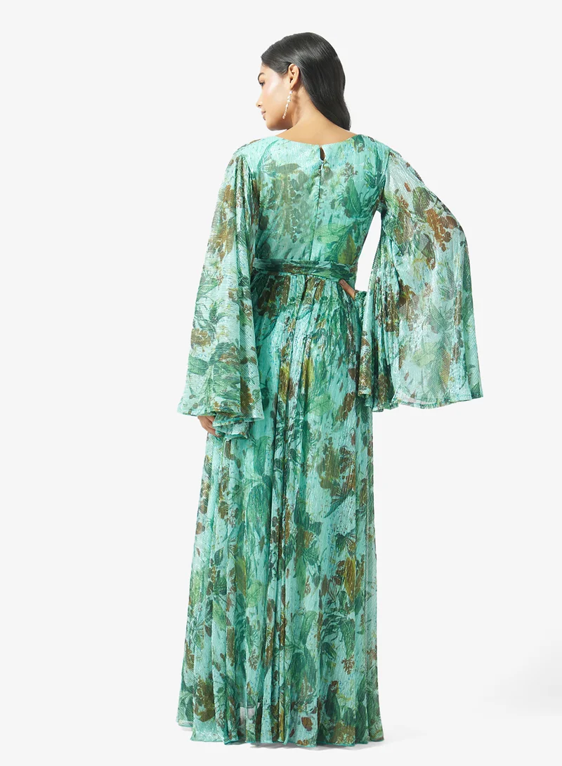 جولدن ابل Printed Vneck Maxi Dress