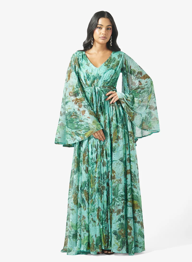 جولدن ابل Printed Vneck Maxi Dress