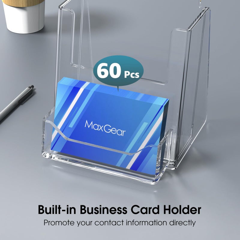 MaxGear Brochure Holder 4x9 inch with Business Card Organizer, Acrylic Literature Display Stand Clear Plastic Flyer Holder Wall Mount or Countertop Use for Pamphlets, Booklets, 2 Pack - Image 4