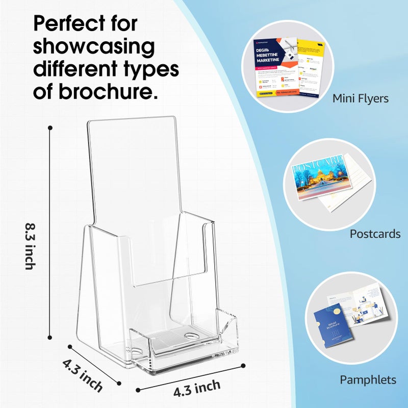 MaxGear Brochure Holder 4x9 inch with Business Card Organizer, Acrylic Literature Display Stand Clear Plastic Flyer Holder Wall Mount or Countertop Use for Pamphlets, Booklets, 2 Pack - Image 3