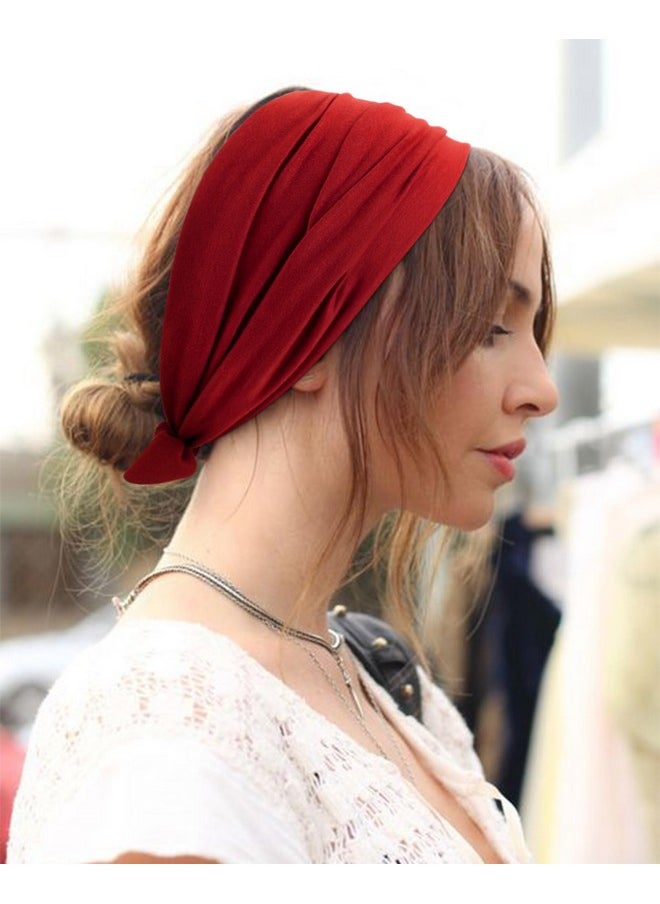 DRESHOW 8 Pack Bow Headbands Of Solid Color For Women’S Hair Non Slip Wide Vintage Head Wraps Knotted Cute Hair Band Accessories  - Image 3