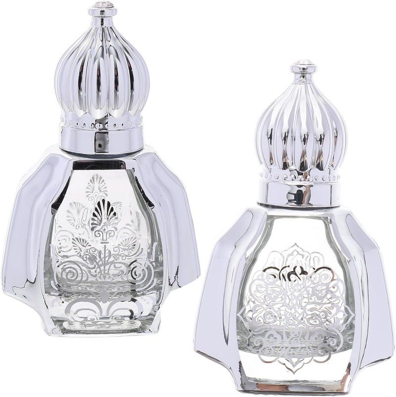 GALPADA 2pcs 10ml Glass Roll-on Perfume Bottles Portable Decorative Aroma Roller Bottles Refillable Essential Oil Containers for Travel and Daily Use Style - Image 1