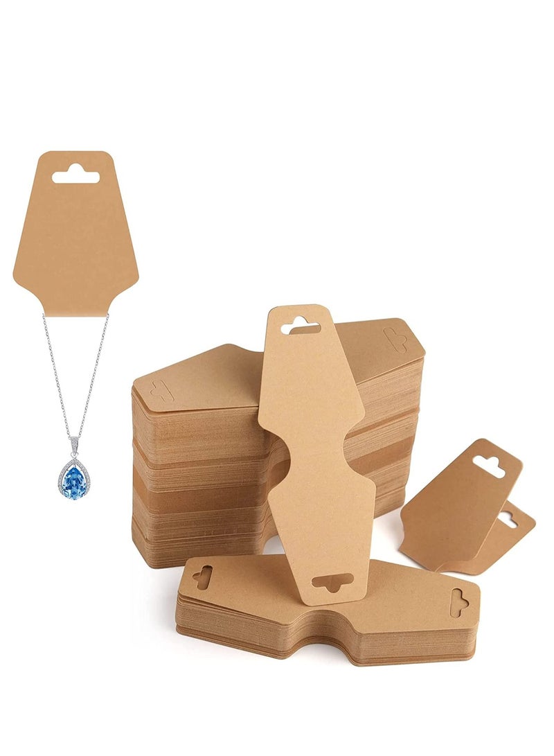 Y&D Necklace Display Cards, Jewelry Bracelet Card Holder Blank Kraft Paper, Price Tags Hang for Packaging Necklaces, Bracelets, Keychains, Hair Ties 200Pcs Brown  - Image 1