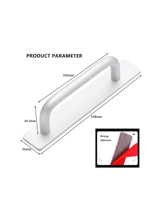 The Bros عبوة 2 من مقابض الأدراج ذاتية اللصق، مقابض سحب أدراج من سبائك الألمنيوم، تركيب لاصق، استبدال أو ترقية المقابض على أبواب الخزائن، الأبواب المنزلقة، النوافذ الزجاجية، الأدراج، 148 مم، فضي - Image 3