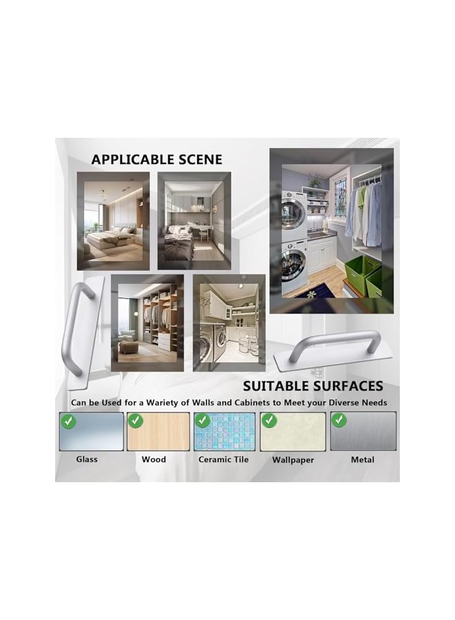 The Bros عبوة 2 من مقابض الأدراج ذاتية اللصق، مقابض سحب أدراج من سبائك الألمنيوم، تركيب لاصق، استبدال أو ترقية المقابض على أبواب الخزائن، الأبواب المنزلقة، النوافذ الزجاجية، الأدراج، 148 مم، فضي - Image 5