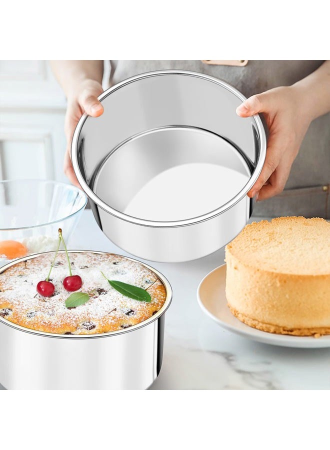 TeamFar 6 Inch Cake Pan, 6” x 3” Deep Round Cake Pan Tier Baking Tins Set Stainless Steel, For Baking Steaming Serving, Healthy & Toxic Free, Deep & Straight Size, Oven & Dishwasher Safe - Set of 2 - Image 3