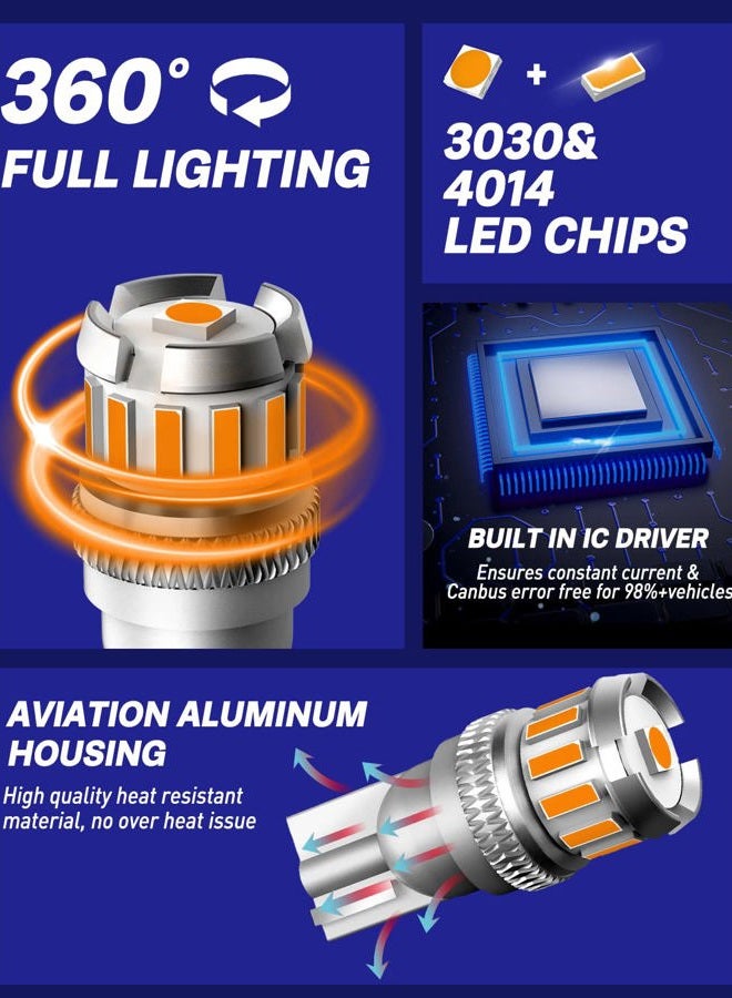 AUTOONE 194 LED Bulb Amber Yellow, Side Marker Lights 300% Brighter T10 168 2825 W5W LED Bulbs for License Plate Light Dome Map Door Courtesy Interior Car Lights, Pack of 2 - Image 2