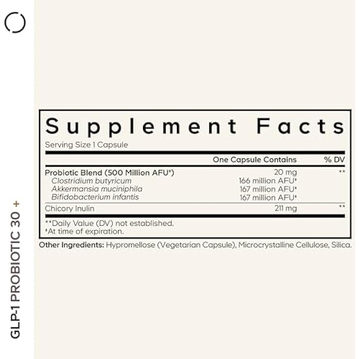 Codeage GLP-1 Probiotic+ - Live Probiotics Akkermansia, Clostridium, Bifidobacterium, Chicory Inulin Probiotic, Prebiotics & Postbiotics Supplement - 500 Million AFU - 30 Capsules - Image 2