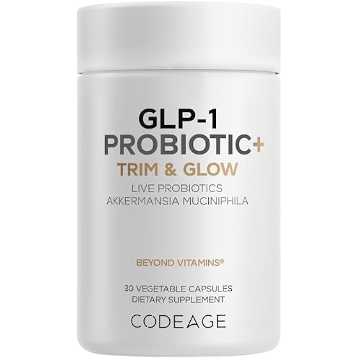 Codeage GLP-1 Probiotic+ - Live Probiotics Akkermansia, Clostridium, Bifidobacterium, Chicory Inulin Probiotic, Prebiotics & Postbiotics Supplement - 500 Million AFU - 30 Capsules - Image 1