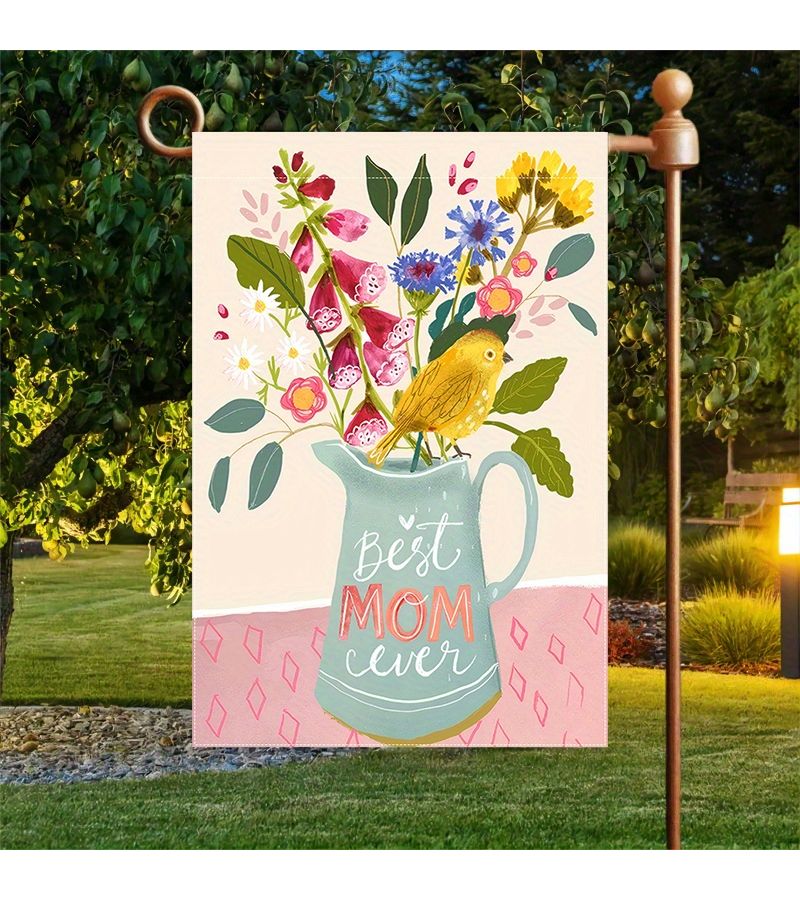 1pc Best Mom Ever Garden Flag 12x18 Inch Double Sided Waterproof Burlap Durable Polyester Spring Summer Outdoor Decor Mother S Day Indoor Outdoor Decoration - Image 5