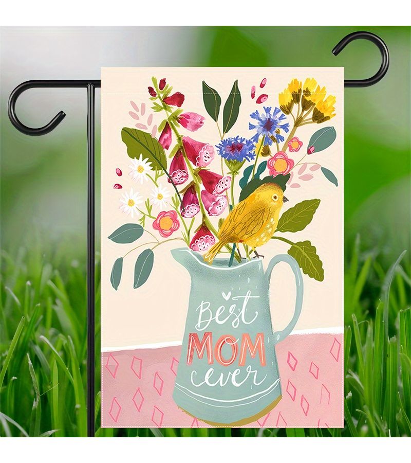 1pc Best Mom Ever Garden Flag 12x18 Inch Double Sided Waterproof Burlap Durable Polyester Spring Summer Outdoor Decor Mother S Day Indoor Outdoor Decoration - Image 1