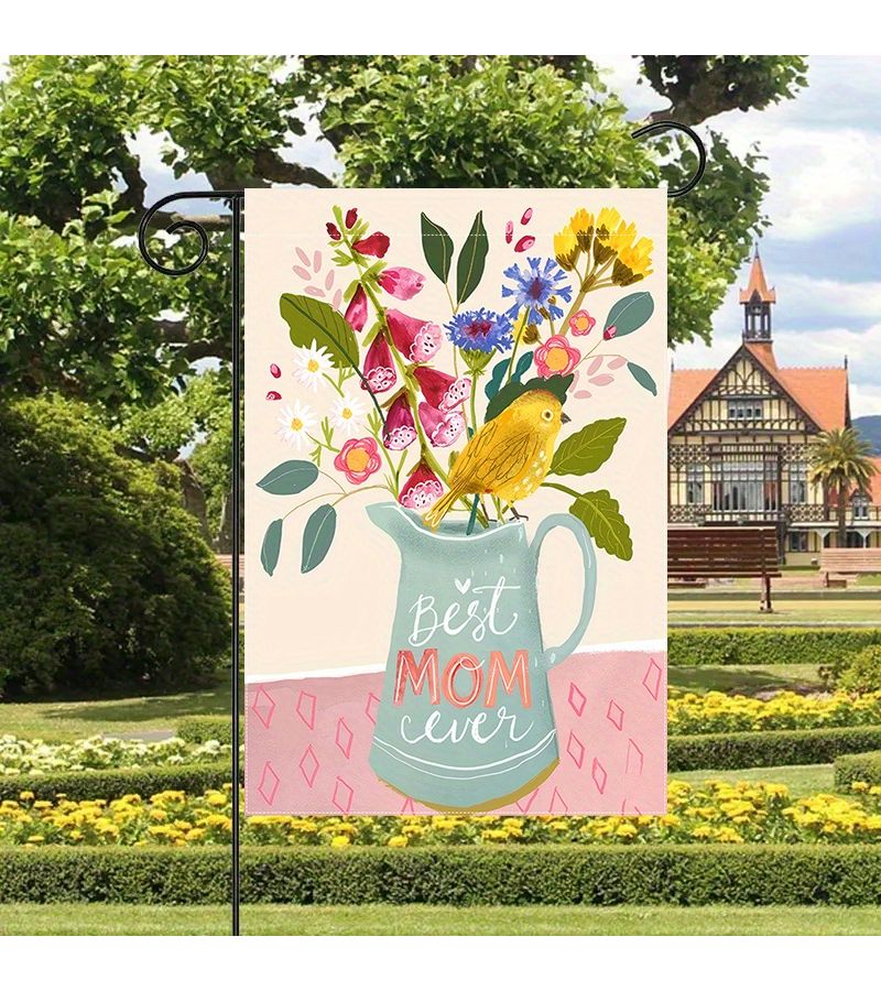 1pc Best Mom Ever Garden Flag 12x18 Inch Double Sided Waterproof Burlap Durable Polyester Spring Summer Outdoor Decor Mother S Day Indoor Outdoor Decoration - Image 4