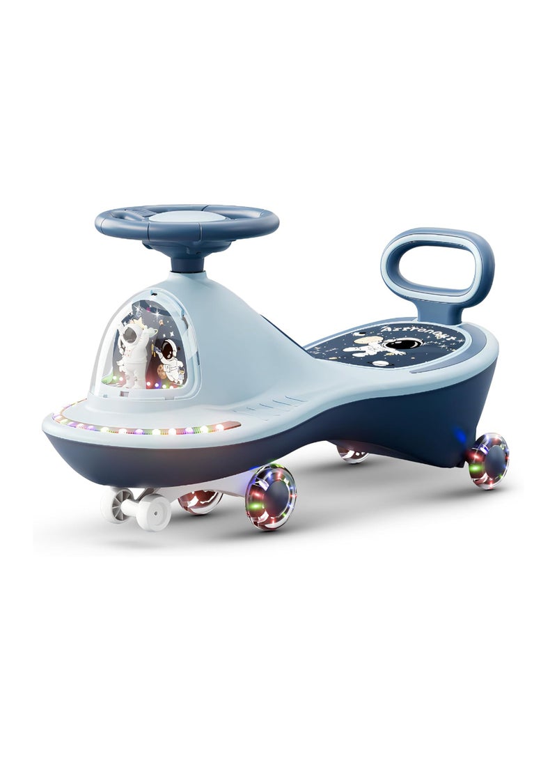 ال بي سيارة أرجوحة للأطفال بطابع فضائي مع عجلات مضيئة وموسيقى - توجيه بزاوية 360 درجة ومسند ظهر وركوب سلس - Image 1