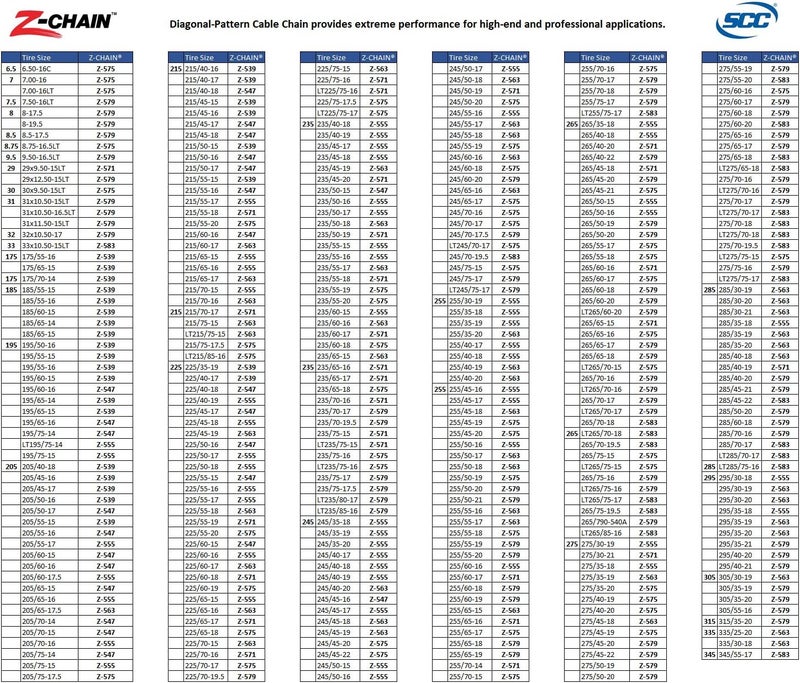 SCC Z-563 Z-Chain Extreme Performance Cable Tire Traction Chain - Set of 2 - Image 2