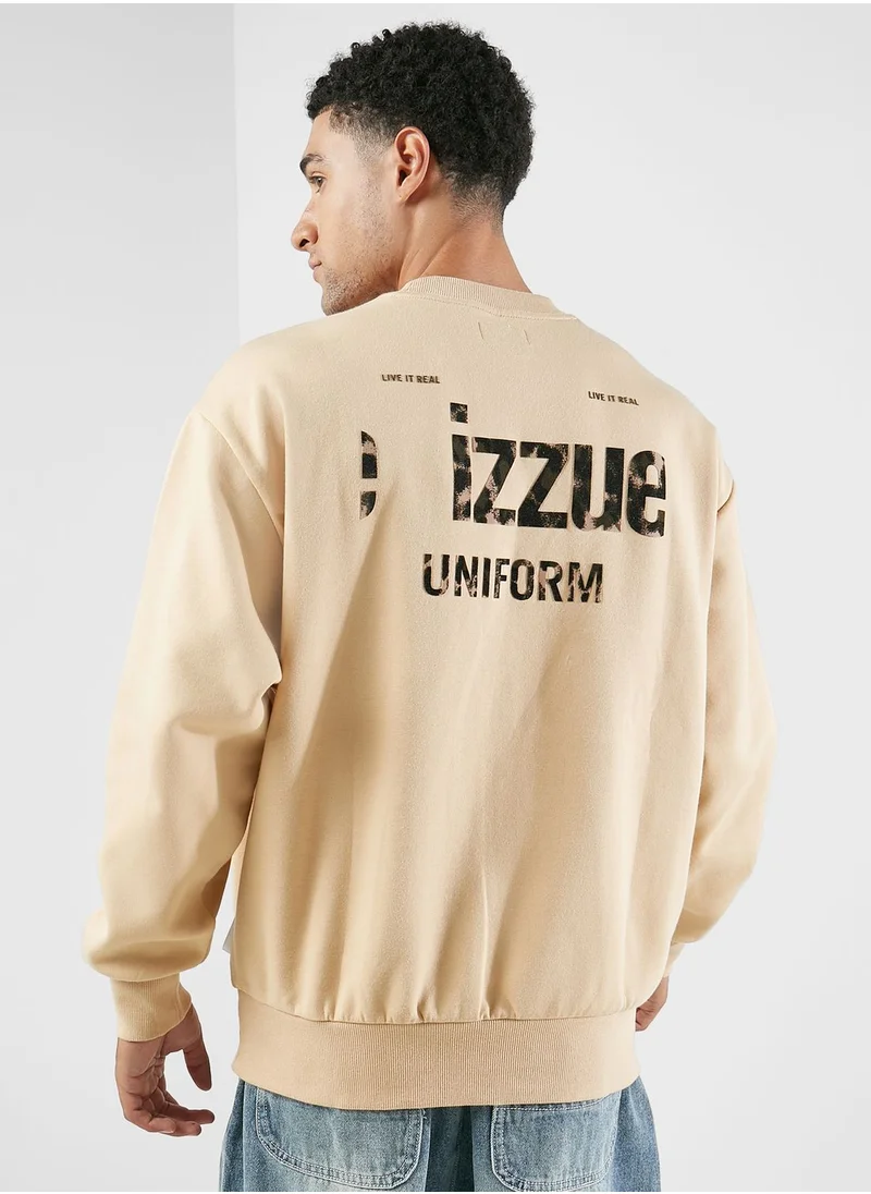 izzue Interlock Leop Back Printed Swaetshirt