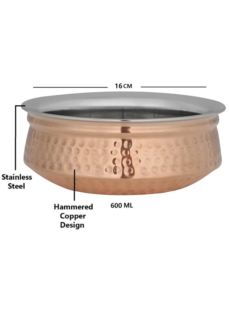Royal Copper Handi Pot Silver/Copper 600 ML / 16 CM - Image 2