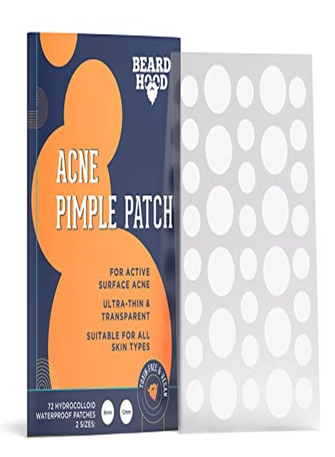 BEARDHOOD Acne Pimple Patch | 72 Hydrocolloid Waterproof Patches | For Active Surface Acne | Absorbs Pimple Overnight, Reduces Excess Oil | For All Skin Types  - Image 2