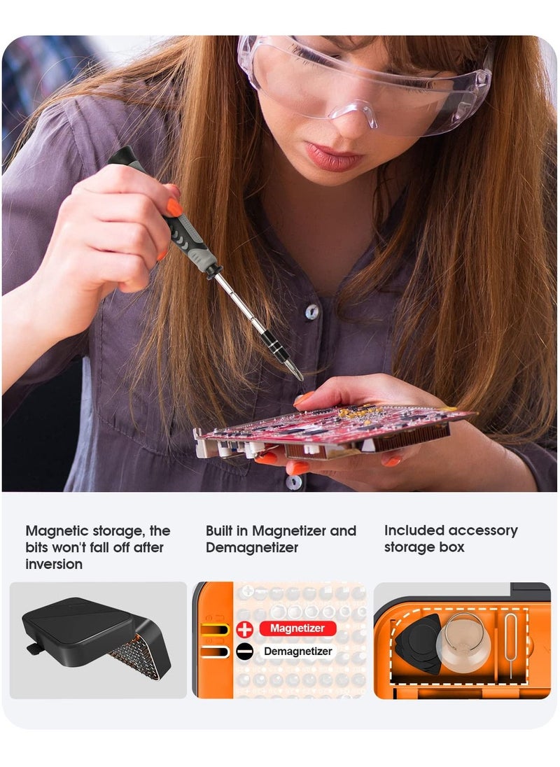 130 in 1 Precision Screwdriver Set Professional Laptop and Computer Repair Tool Kit with Magnetic Screwdrivers and 120 Bits for PC Xbox Phone Switch and RC Car DIY