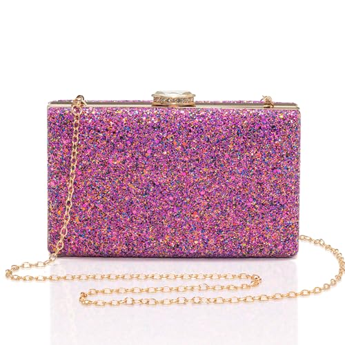 CARIEDO Women's Sparkling Clutch Purse Glitter Evening Bags Bling Handbag for Dance Wedding Party Prom Bride (Purple) - Image 1