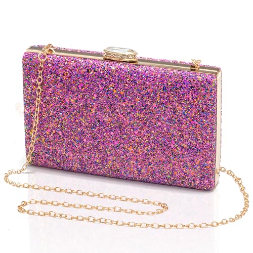 CARIEDO Women's Sparkling Clutch Purse Glitter Evening Bags Bling Handbag for Dance Wedding Party Prom Bride (Purple) - Image 2