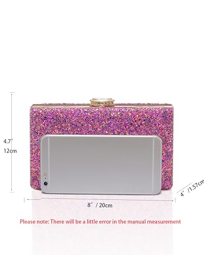 CARIEDO Women's Sparkling Clutch Purse Glitter Evening Bags Bling Handbag for Dance Wedding Party Prom Bride (Purple) - Image 3