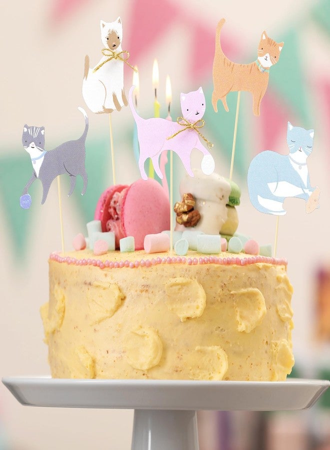 Vesici 48 Pcs Cute Kitten Cupcake Kit Include 24 Cat Cupcake Toppers and 24 Blue Pink Cake Liners Kitten Pet Themed Party Supplies for Birthday Pet Adoption Party Decorations - Image 4