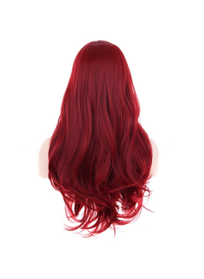 BERON 26 Inches Red Wig Long Wavy Wig With Bangs For Women Long Wig Wine Red Wigs For Daily Party Wig Cap Included - Image 2