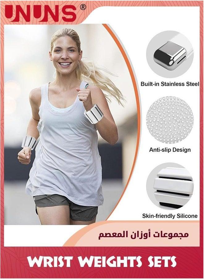 UNUNS Wrist Ankle Weights Set of 2(1Lb Each),Adjustable For Women Men Kids,Strength Weighted,Leg Weight Running Yoga Pilates Fitness Gym Workout,Strength Training Weights,White - Image 2