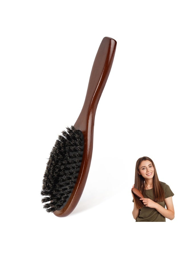 آيسيلي مشط فرشاة شعر من شعيرات الخنزير الطبيعي، فرشاة تمديد الشعر البيضاوية المضادة للكهرباء الساكنة، تدليك فروة الرأس، مقبض خشبي من خشب الزان - Image 1