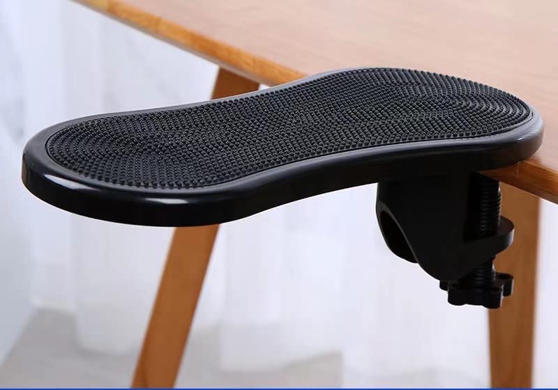 Ergonomic Computer Desk Armrests Black Pu + Memory Cotton Panel - Tool-Free Setup Adjustable Desk Armrest Support for Office Workers Gamers Desk Up To 2.4 Inches Thick - Image 1