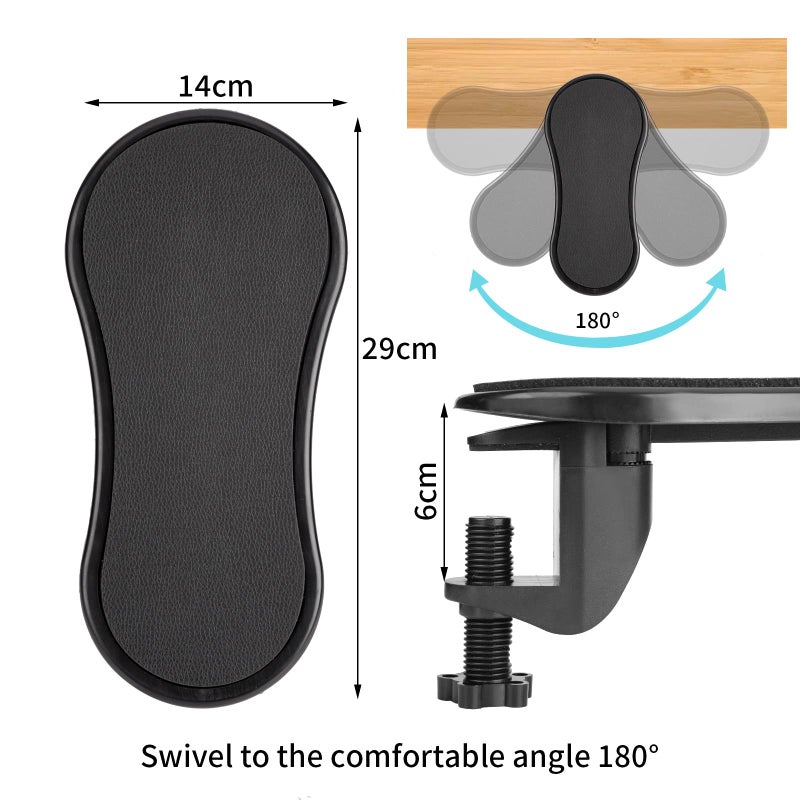 Ergonomic Computer Desk Armrests Black Pu + Memory Cotton Panel - Tool-Free Setup Adjustable Desk Armrest Support for Office Workers Gamers Desk Up To 2.4 Inches Thick - Image 4