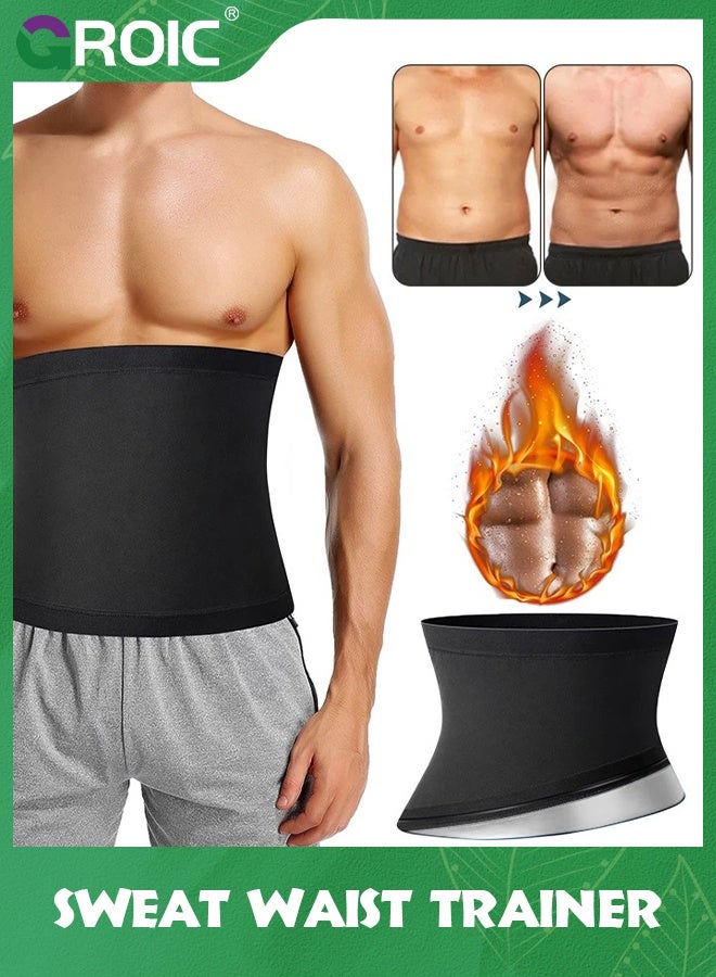 GROIC Waist Trimmer for Men Sauna Belt,Neoprene-Free Waist Cincher, Sauna Slimming Belt Sauna Sweat Workout Shaper,Sauna Belt Sweat Band for Working Out - Image 2
