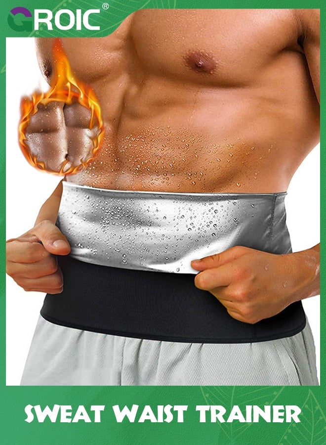 GROIC Waist Trimmer for Men Sauna Belt,Neoprene-Free Waist Cincher, Sauna Slimming Belt Sauna Sweat Workout Shaper,Sauna Belt Sweat Band for Working Out - Image 1