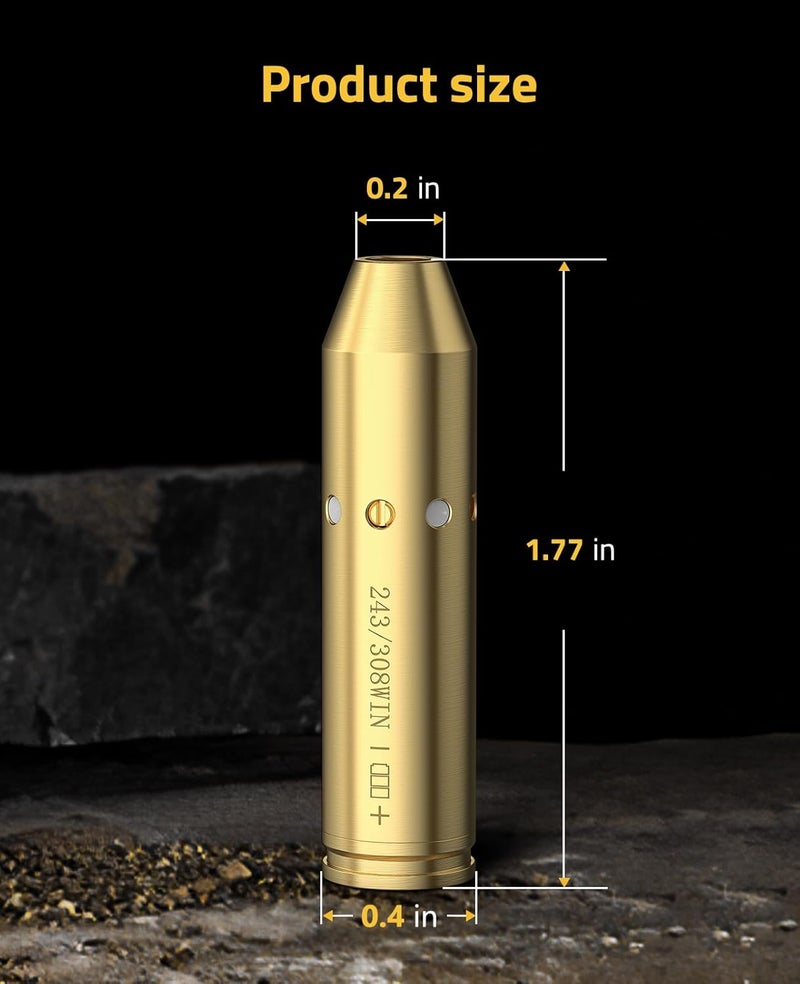 CVLIFE Bore Sight Laser 223 5.56mm/9mm/.243.308/12Gauge/7.62x39mm/.45acp Red Laser Bore Sighter with Batteries - Image 4