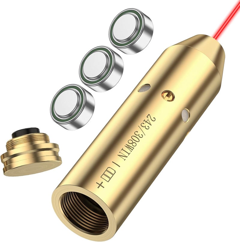 CVLIFE Bore Sight Laser 223 5.56mm/9mm/.243.308/12Gauge/7.62x39mm/.45acp Red Laser Bore Sighter with Batteries - Image 1