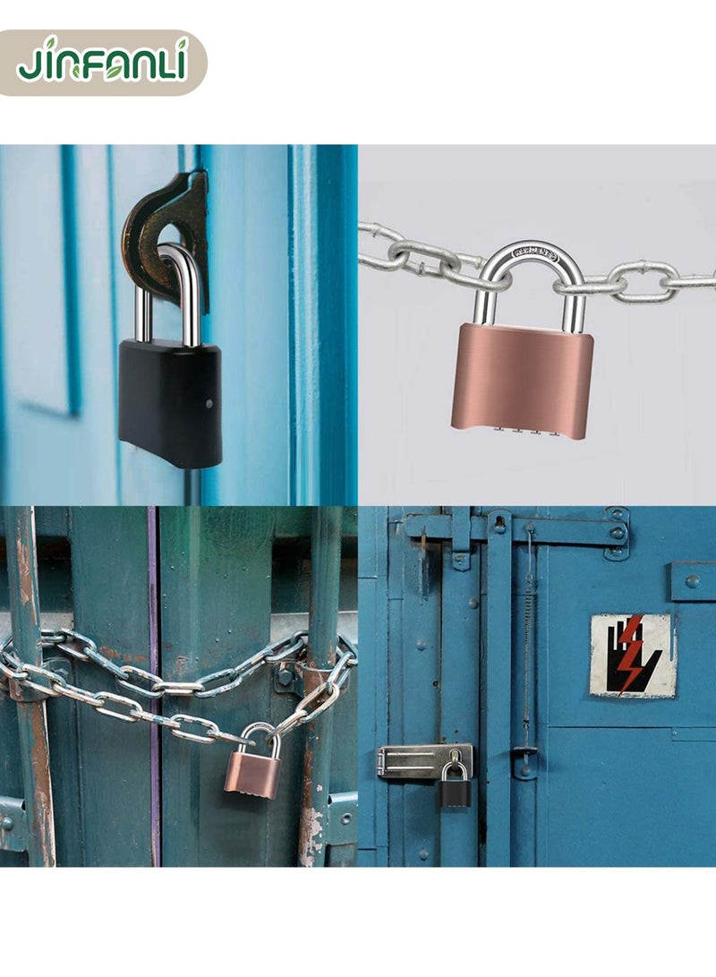 JINFANLI 4-Digit Heavy Duty Combination Lock Outdoor Waterproof Padlock with 1.3-inch Ring for Gates, Fences, Toolboxes, Chests, Hasp Lockers, Gym Lockers, Sports Lockers, School Lockers (Black) - Image 3