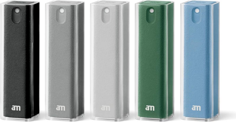 am Screen Cleaner with Microfiber Cloth – All-in-One Screen Cleaner Spray for LED TV, OLED Monitor, Car Screen, MacBook, Computer Screen, iPad (Black, Grey, Light Grey, Green, Blue, 5 Pack) - Image 1