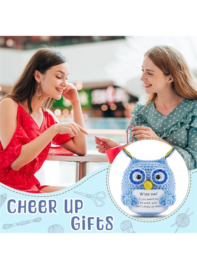 هومستر دمية البومة الجيب الإيجابية ، الدعم العاطفي المضحك لعبة البومة المنسوجة مع بطاقة إيجابية ، الطواشي الصوفي ، هدية التخرج ، تشجيع للأصدقاء - Image 5