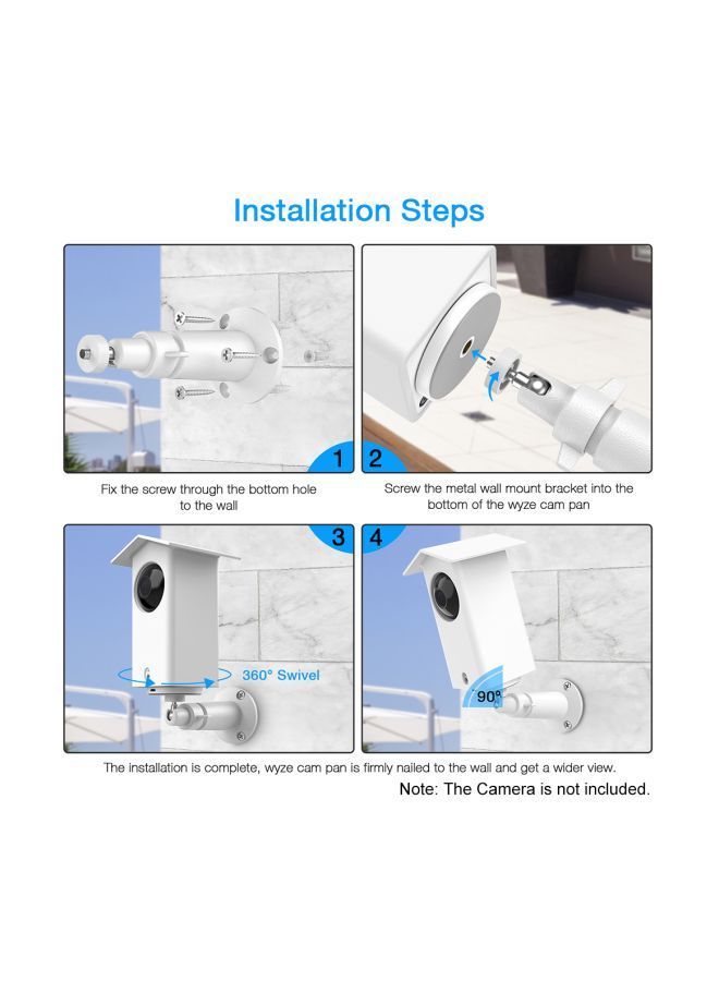 NIBEMINENT 360 Degree Metal Wall Mount Bracket For Wyze Cam White  - Image 4